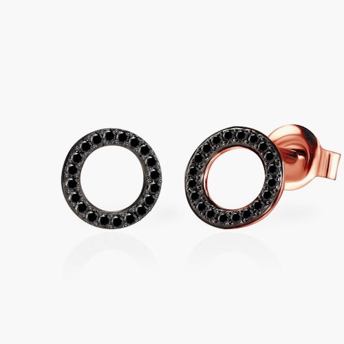 Kolczyki koła Savicki: różowe złoto, czarne diamenty